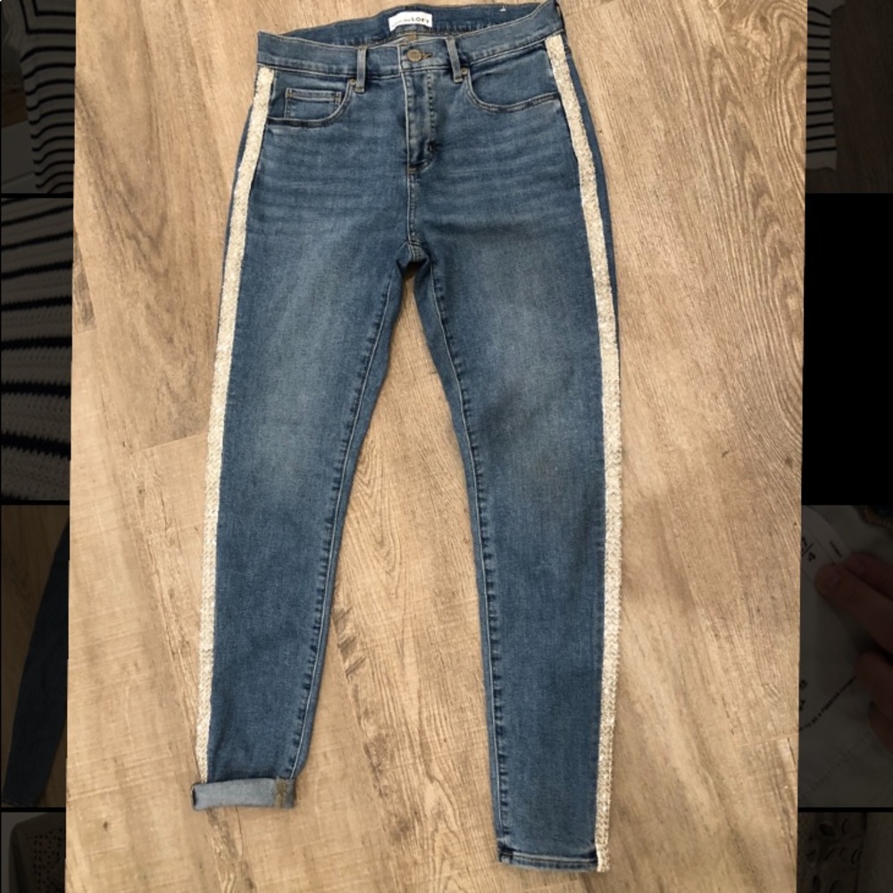 LOFT Side Beaded Slim Pocket jeans